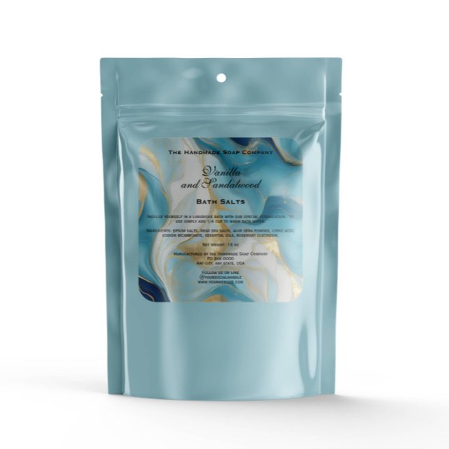 Étiquette de pochette de sels de bain en marbre bl (Créateur téléchargé)