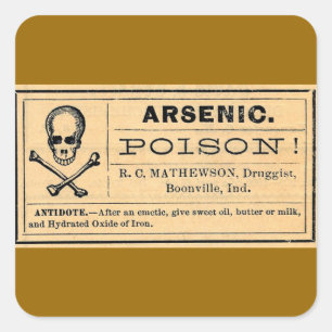 Étiquette de poison de l'arsenic dans les os croi