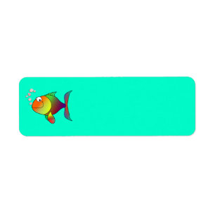 Étiquette de poisson heureux