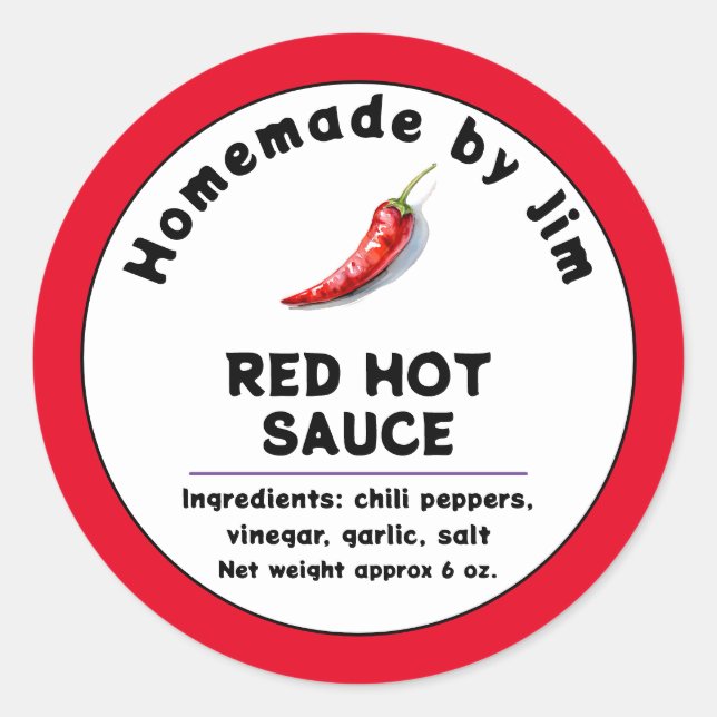 Étiquette de poivre de sauce chaud rouge moderne (Devant)