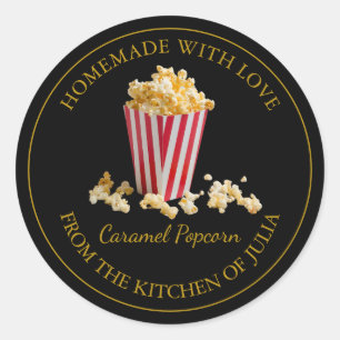 Étiquette de pop-corn fait maison Noir