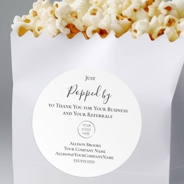 Étiquette de popcorn « Pop By » pour agent immobil (Créateur téléchargé)