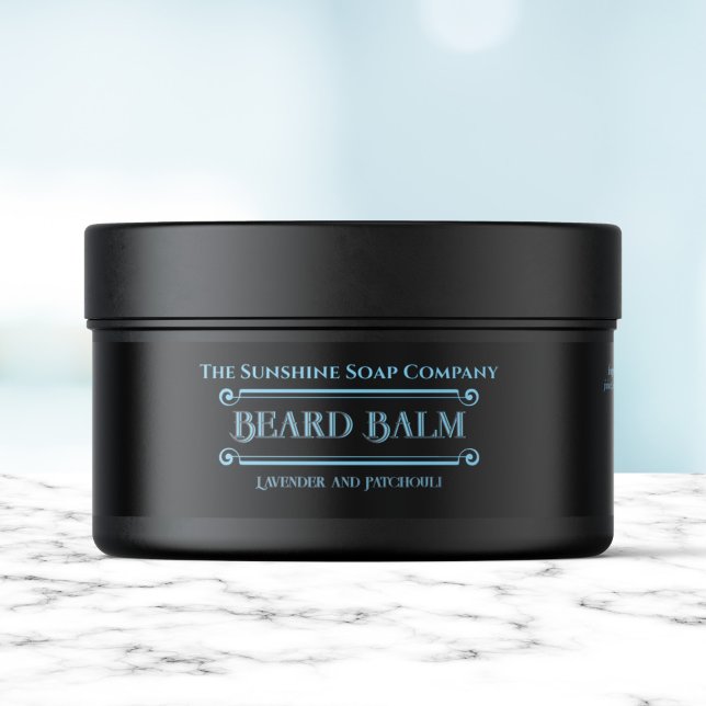 Étiquette de pot de baume pour barbe - Noir et ble (Créateur téléchargé)