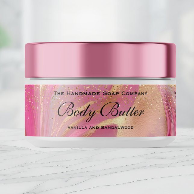 Étiquette de pot de beurre corporel cosmétique ros (Créateur téléchargé)