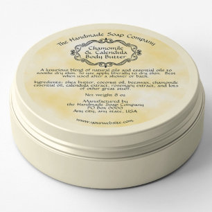 Étiquette de pot de beurre corporel jaune parchemi