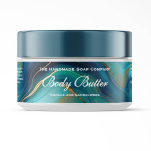 Étiquette de pot de beurre corporel - Marbre bleu 
