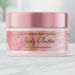 Étiquette de pot de beurre corporel pailleté rose