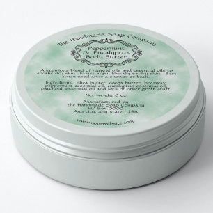 Étiquette de pot de beurre corporel vert vintage