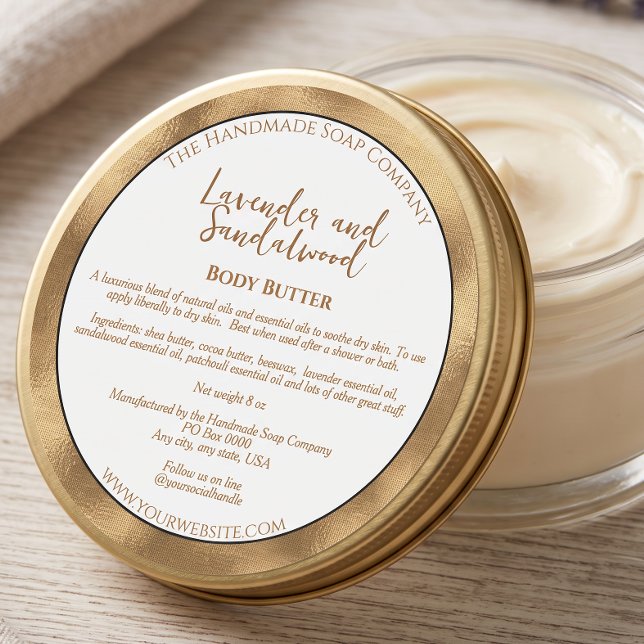 Étiquette de pot de beurre corporel White Gold Cos (Créateur téléchargé)