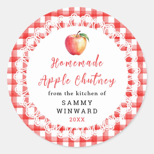 Étiquette de pot de Chutney aux pommes fait maison (Devant)