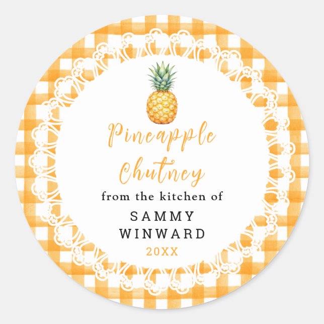 Étiquette de pot de Chutney de Ananas fait maison (Devant)