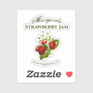 Étiquette de pot de confiture de fraise en vinyle