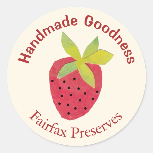 Étiquette de pot de confiture de fraise illustrée  (Devant)