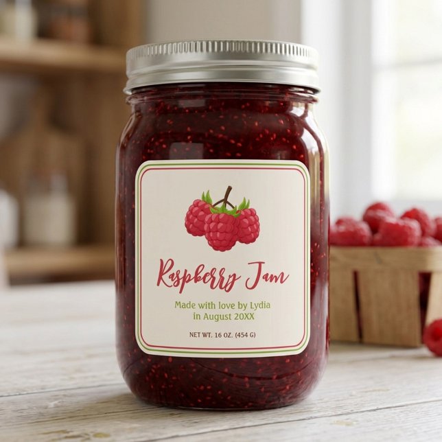 Étiquette de pot de confiture de framboise maison  (Créateur téléchargé)