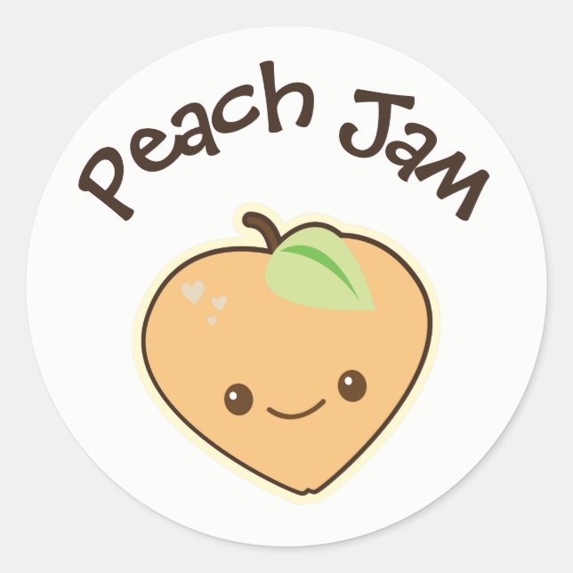 Étiquette de pot de confiture de pêche Kawaii mign (Devant)