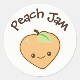 Étiquette de pot de confiture de pêche Kawaii mign