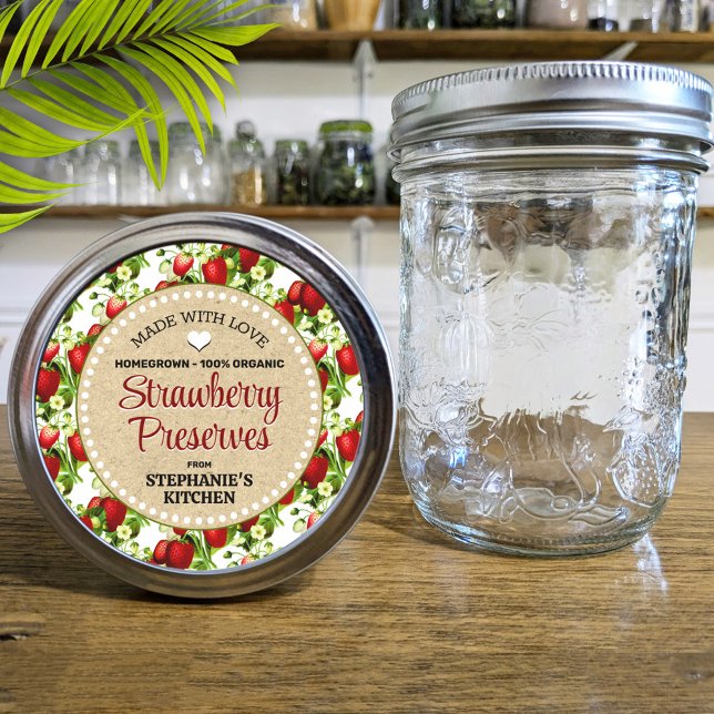 Étiquette de pot de conserve de fraises (Créateur téléchargé)