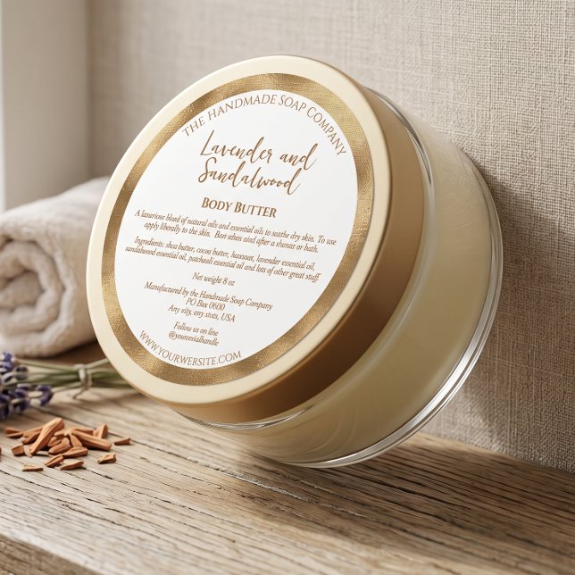 Étiquette de pot de cosmétiques blanc et or avec i (Créateur téléchargé)