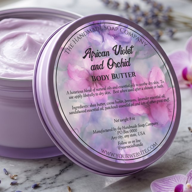 Étiquette de pot de cosmétiques Fleurs roses et vi (Créateur téléchargé)