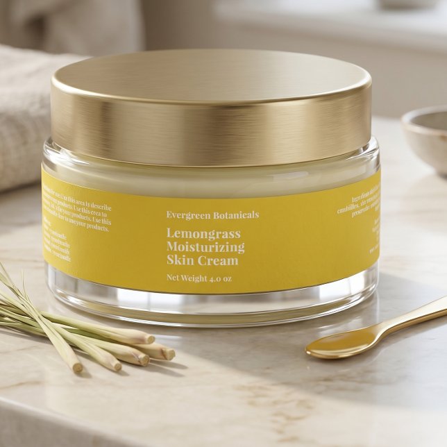Étiquette de pot de cosmétiques jaune moderne 1 x  (Créateur téléchargé)