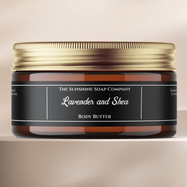 Étiquette de pot de cosmétiques noir 1 x 7,25 (Créateur téléchargé)