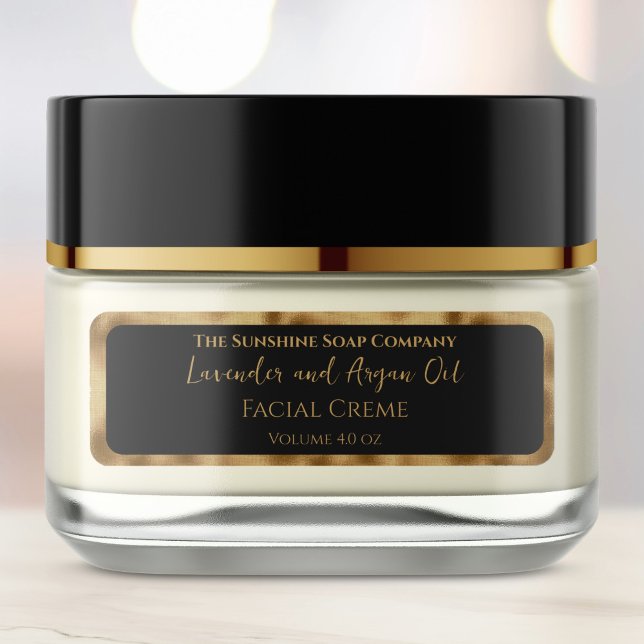 Étiquette de pot de cosmétiques noir et or de luxe (Créateur téléchargé)