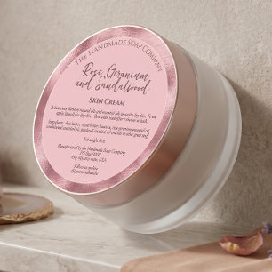 Étiquette de pot de cosmétiques Rose Blush avec in