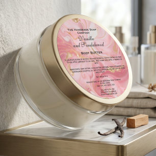 Étiquette de pot de cosmétiques Rose et Or Marbré