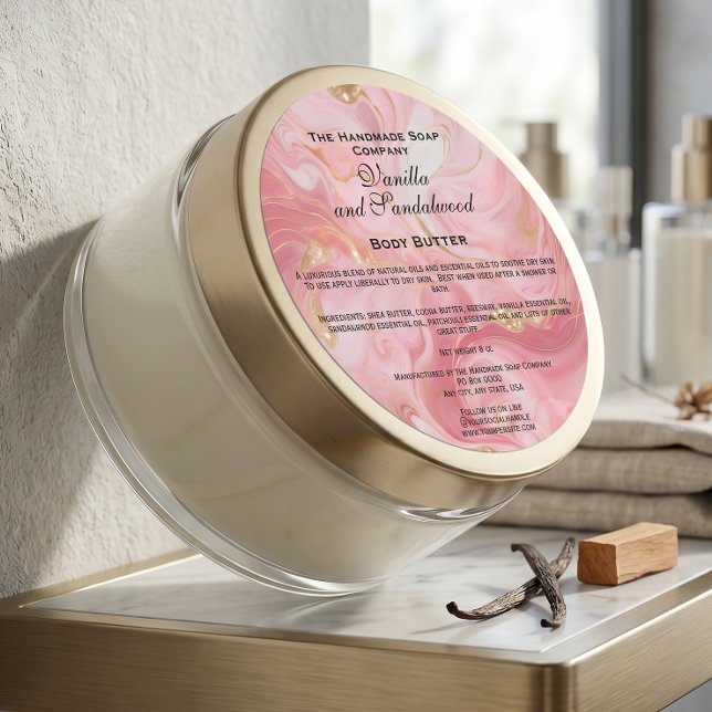 Étiquette de pot de cosmétiques Rose et Or Marbré (Créateur téléchargé)