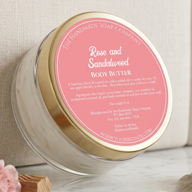 Étiquette de pot de cosmétiques Rose Poussiéreuse  (Créateur téléchargé)