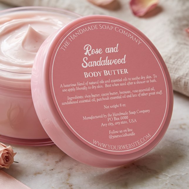 Étiquette de pot de cosmétiques Rose Poussiéreuse  (Créateur téléchargé)