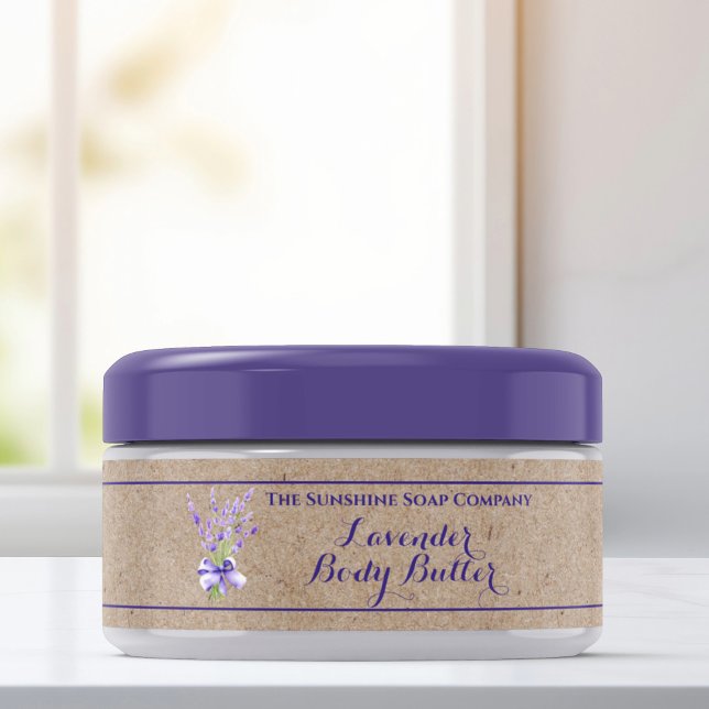 Étiquette de pot de Crème Corporelle Lavande Kraft (Créateur téléchargé)