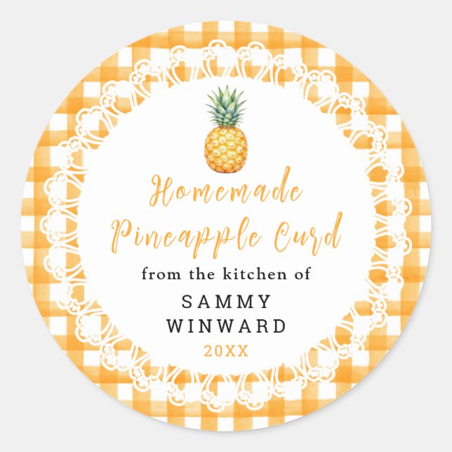 Étiquette de pot de Crème d'ananas maison (Devant)
