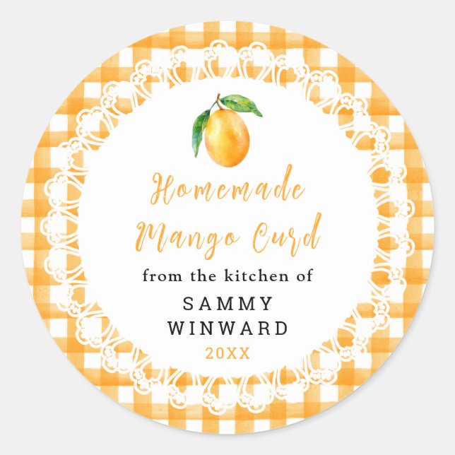 Étiquette de pot de crème de mangue maison (Devant)