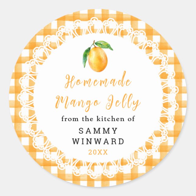 Étiquette de pot de gelée de mangue maison (Devant)