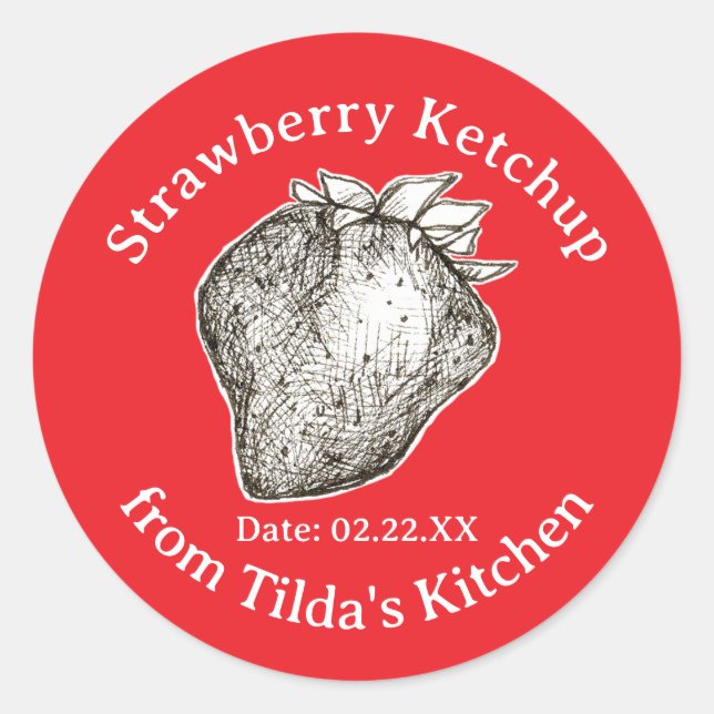 Étiquette de pot de ketchup aux fraises de la cuis (Devant)