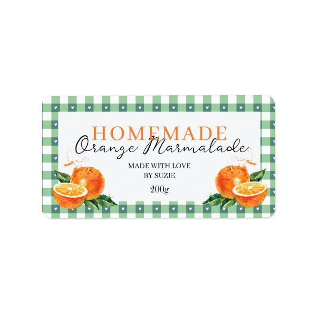 Étiquette de pot de marmelade d'orange personnalis (Devant)