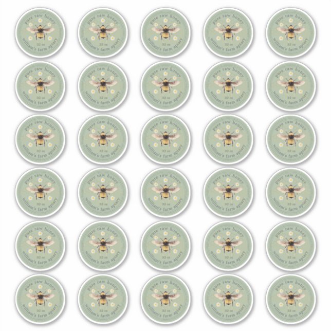 Étiquette de pot de miel Abeille à miel Rucher Aut (Devant)