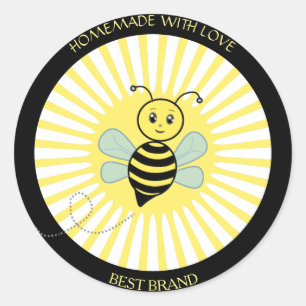 Étiquette de pot de miel abeille heureuse mignonne