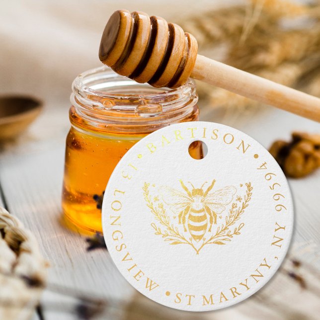 Étiquette de pot de miel d'abeille en feuille d'or (Créateur téléchargé)