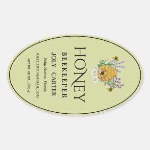 Étiquette de pot de miel Ivory 24 oz Queenline