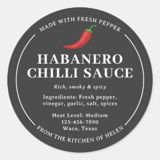 Étiquette de pot de sauce chili habanero faite mai