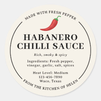 Étiquette de pot de sauce chili habanero maison