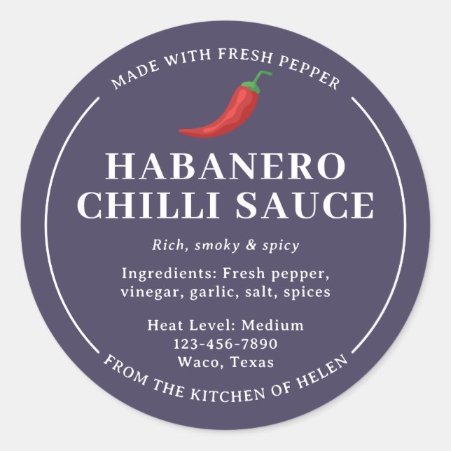 Étiquette de pot de sauce chili habanero maison vi (Devant)