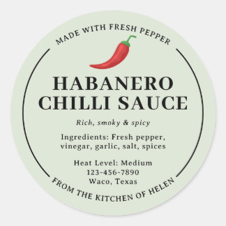 Étiquette de pot de sauce chili habanero verte sau