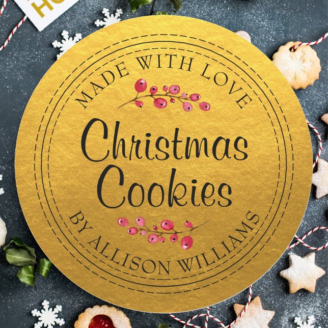 Étiquette de pot en or pour biscuits de Noël faits (Créateur téléchargé)