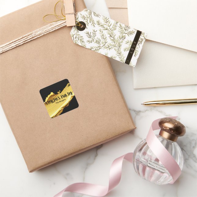 Étiquette de Pourim noir et or (Cadeaux)