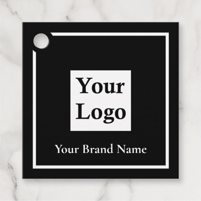 Étiquette de prix de carré noir moderne de logo pe (Devant)