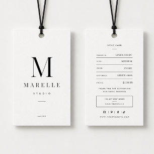 Étiquette de prix de vêtement à monogramme minimal