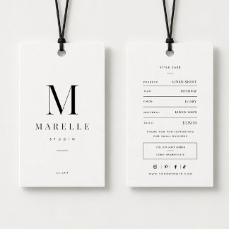 Étiquette de prix de vêtement à monogramme minimal